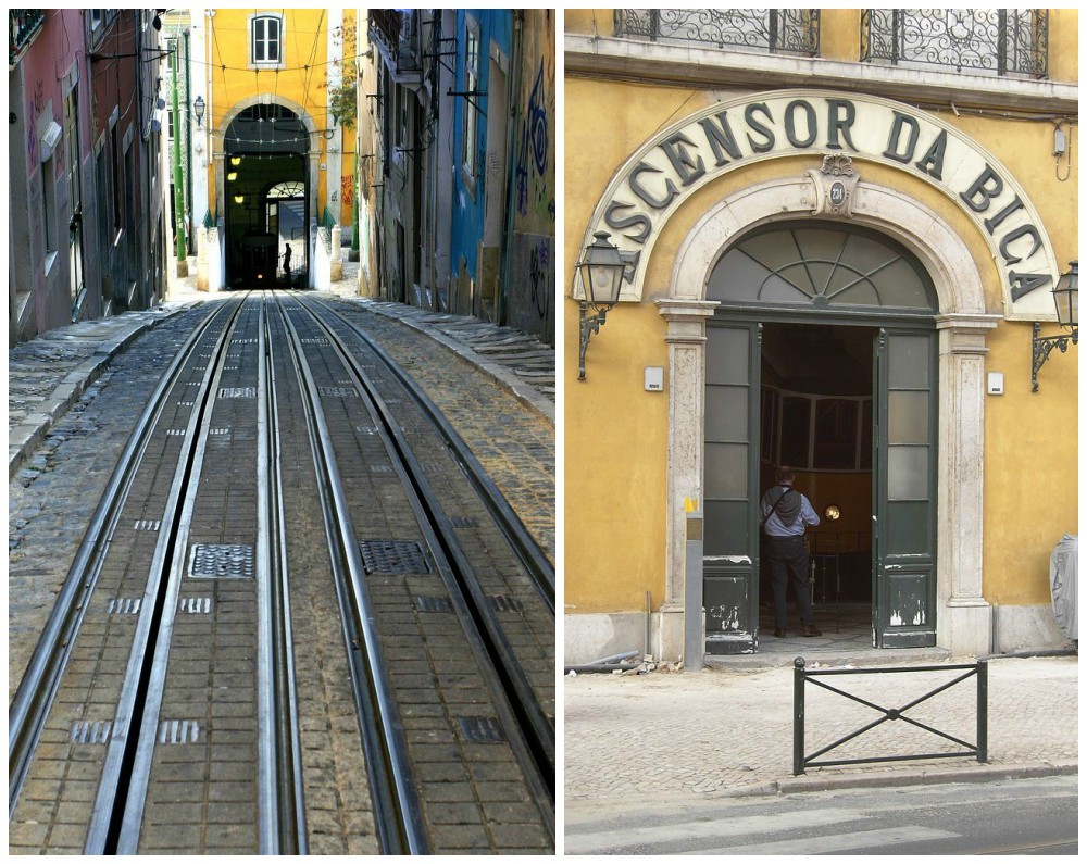 Ascensor da Bica, rotaie e stazione.