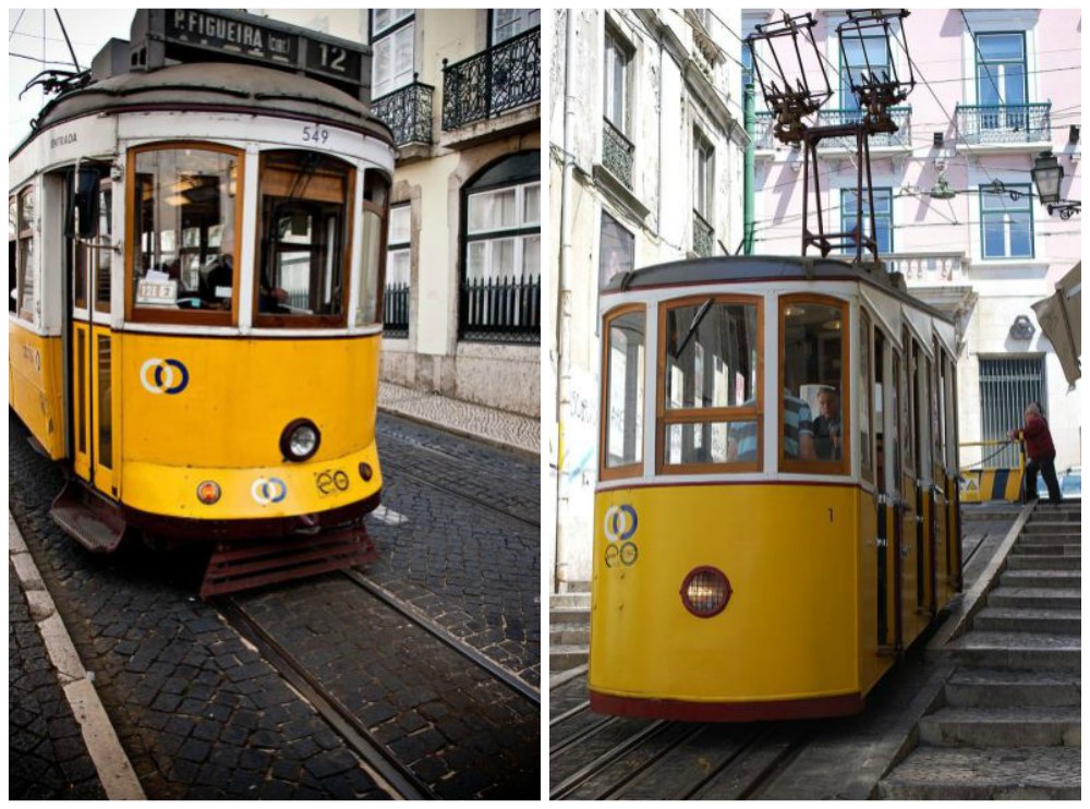 Tram "remodelado" e vettura Ascensor da Bica.