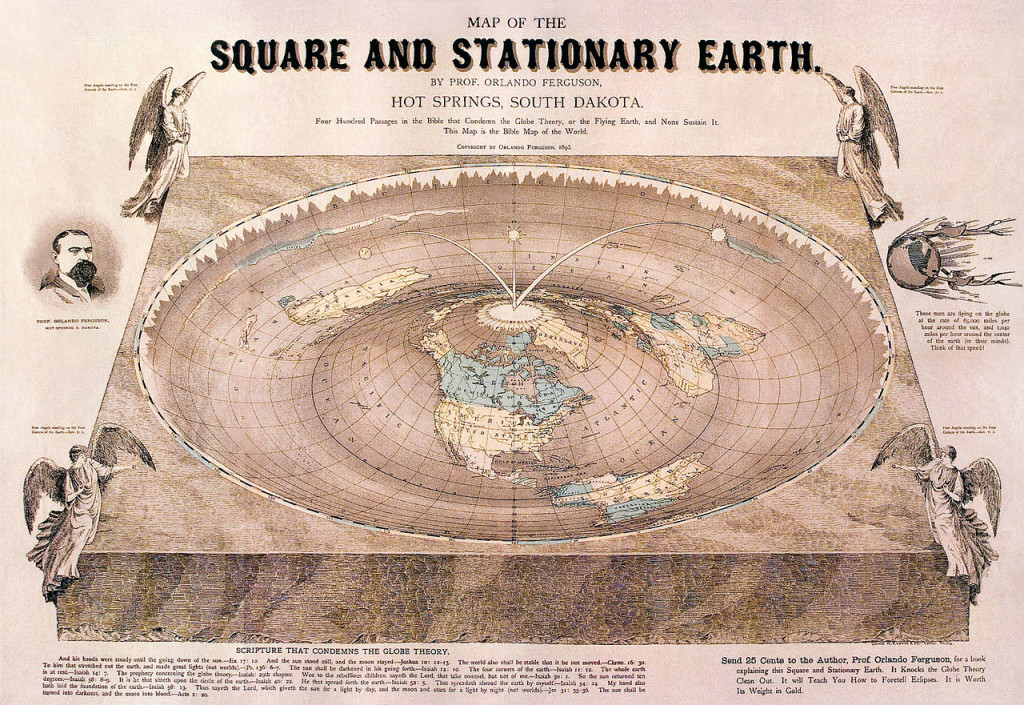 3 - la mappa della terra piatta di Orlando Fergusson, del 1893.