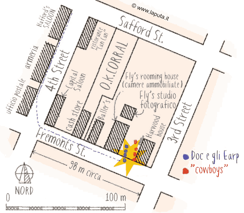 Mappa della sparatoria &#8217;O.K. Corral