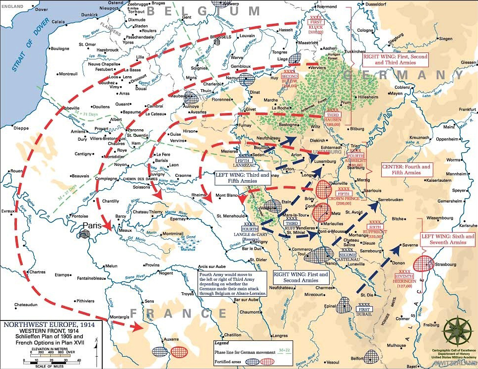 mappa: Schlieffen Plan e Piano XVII (U.S. Army)