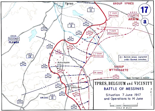 Mappa della battaglia di Messines, 1917