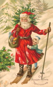Ded Moroz e Sneguročka in una cartolina russa del 1917.