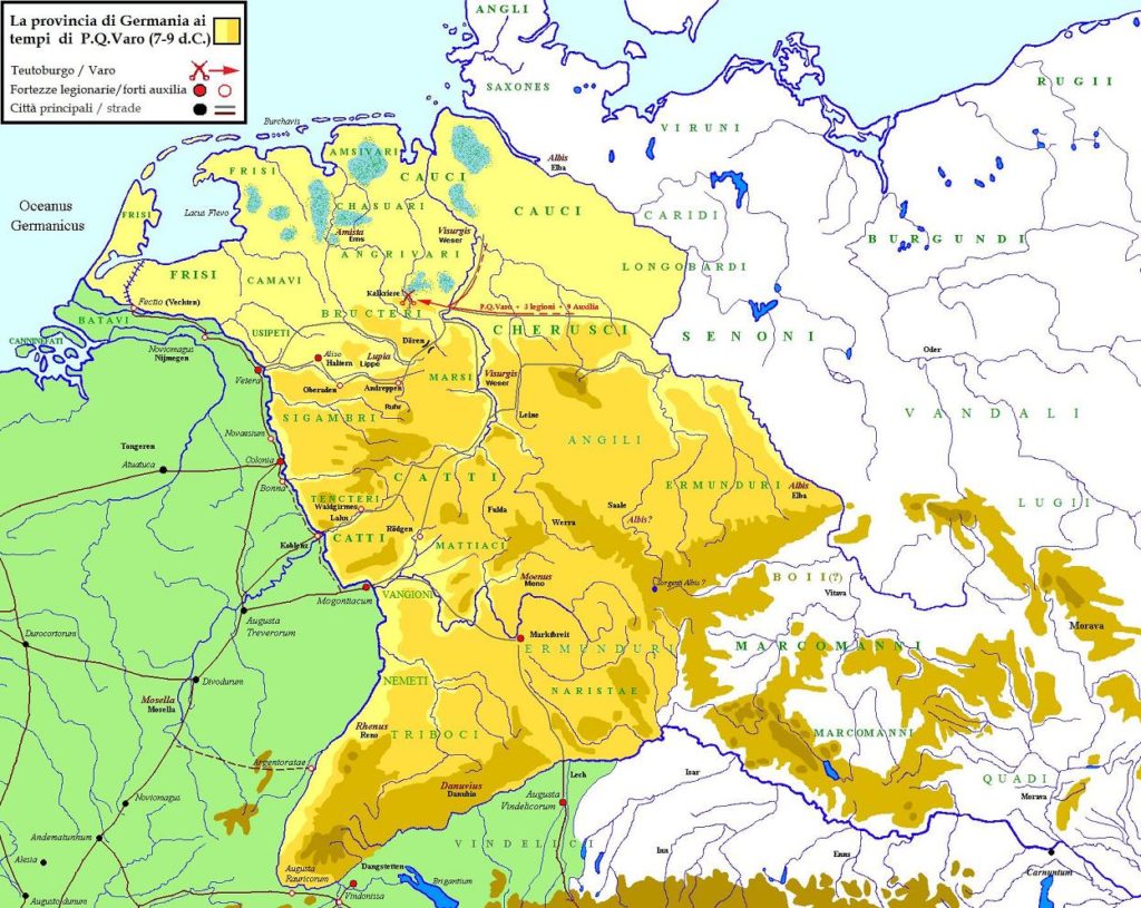 Provincia romana di Germania ai tempi di Publio Quintilio Varo (7-9 d.C.)