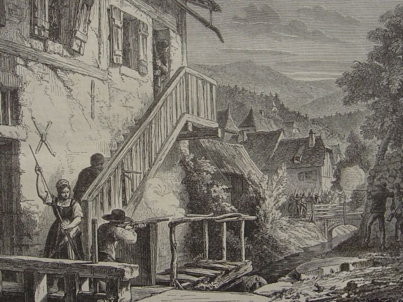 franco tiratore nei Vosgi durante la guerra franco-prussiana, 1870.