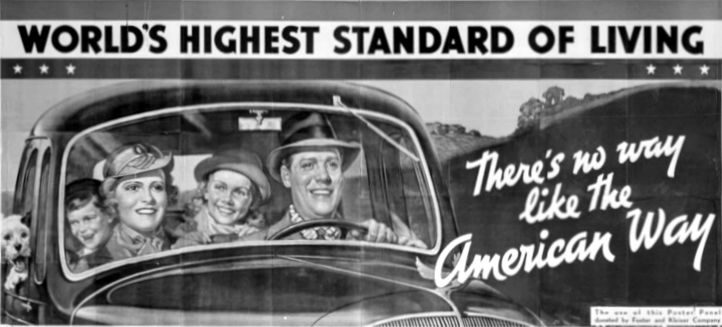 famiglia in automobile, manifesto del 1937.