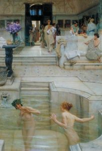 Donne romane alle terme, in un dipinto di Lawrence Alma Tadema, 1909.