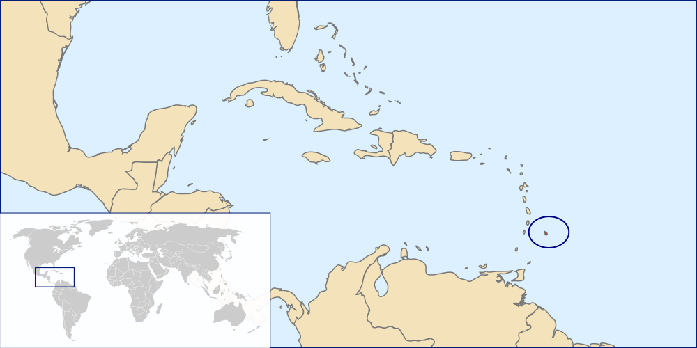 Posizione di Barbados nei Caraibi