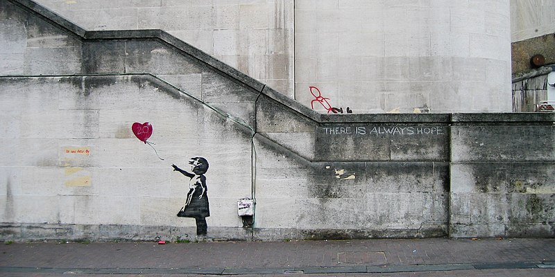 Banksy Girl with balloon, Waterloo Bridge 2002
