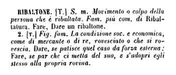 definizione di "ribaltone" nel dizionario di Tommaseo, 1872.