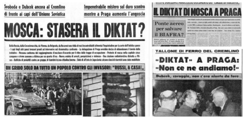 Diktat nei titoli del "Corriere d'Informazione" in relazione ai fatti della Primavera di Praga (1968)