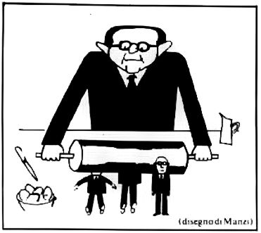 Andreotti "rimpasta" il Governo, vignetta di Manzi da "il Giornale Nuovo" (1978)