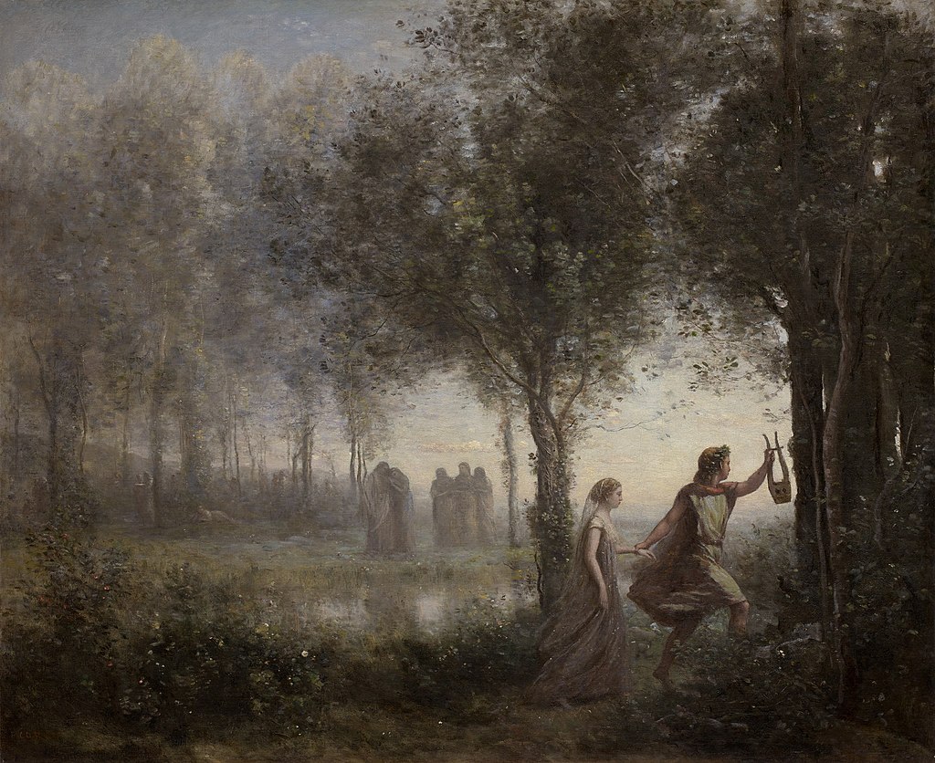 "Orfeo guida Euridice dall'aldilà", dipinto di Jean-Baptiste Camille Corot (1861)