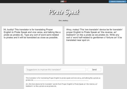 Pirate Speak Translator ― LingoJam