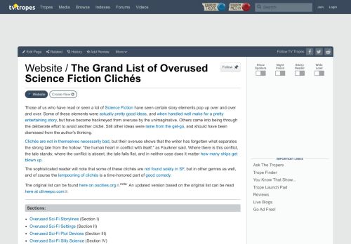 The Grand List of Overused Science Fiction Clichés