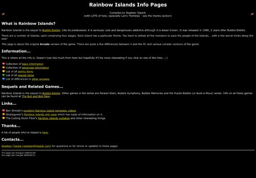 The Rainbow Islands info page