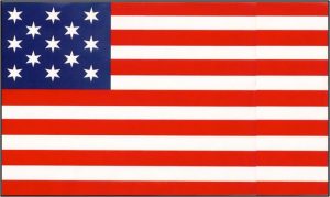La bandiera a 13 stelle di Francis Hopkinson nella versione navale (1777)