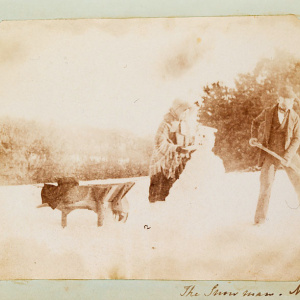 The earliest known photograph of a snowman, c.1853